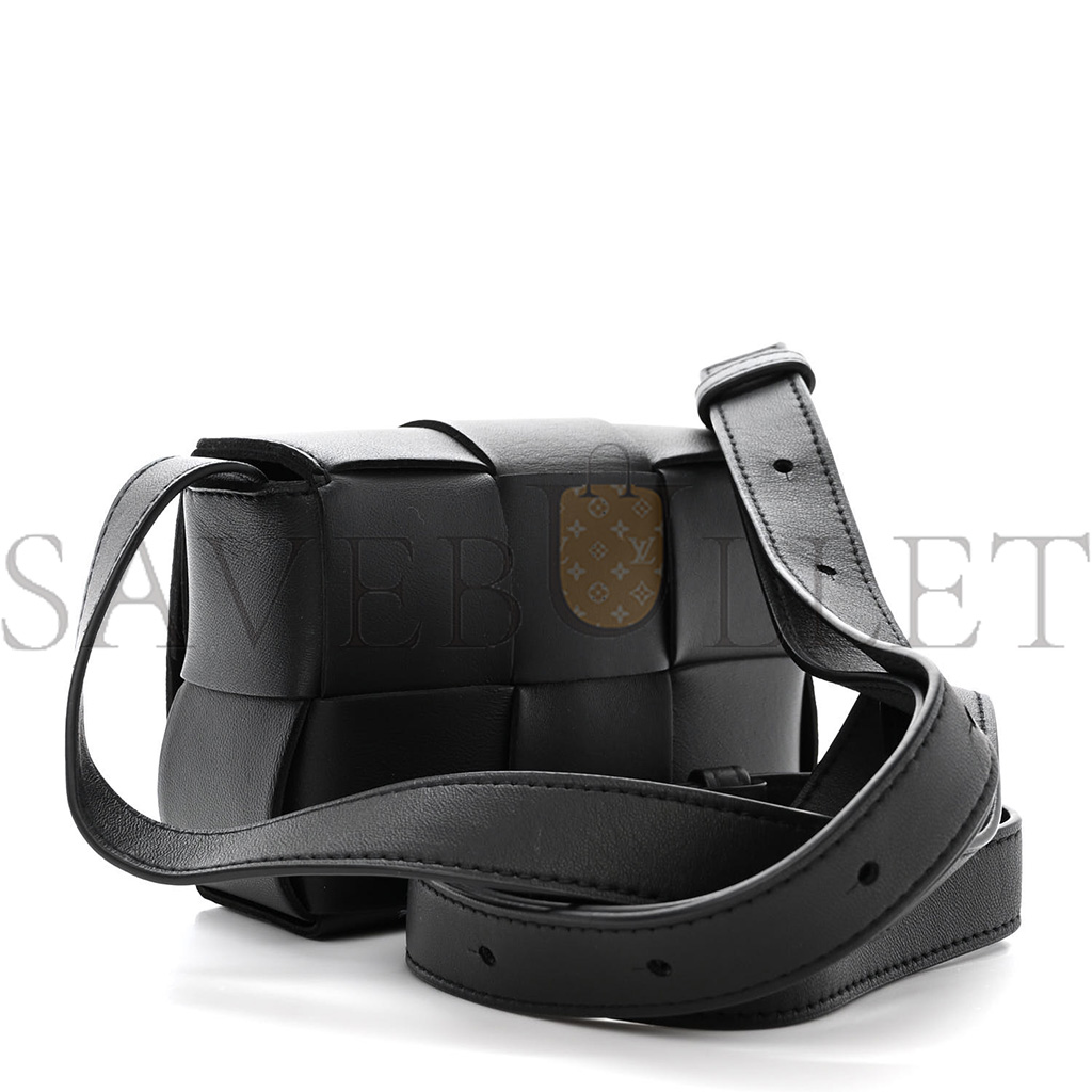 bo*te*ga Ve*ne*ta lambskin maxi intreccio candy cassette crossbody bag black  (12*8*4cm)