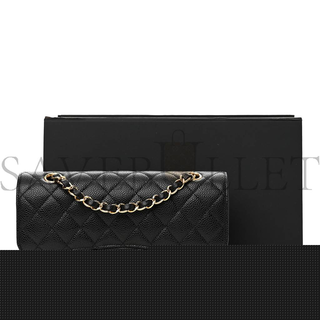 Ch*el caviar quilted small double flap black  gold hardware (23*14*6cm)