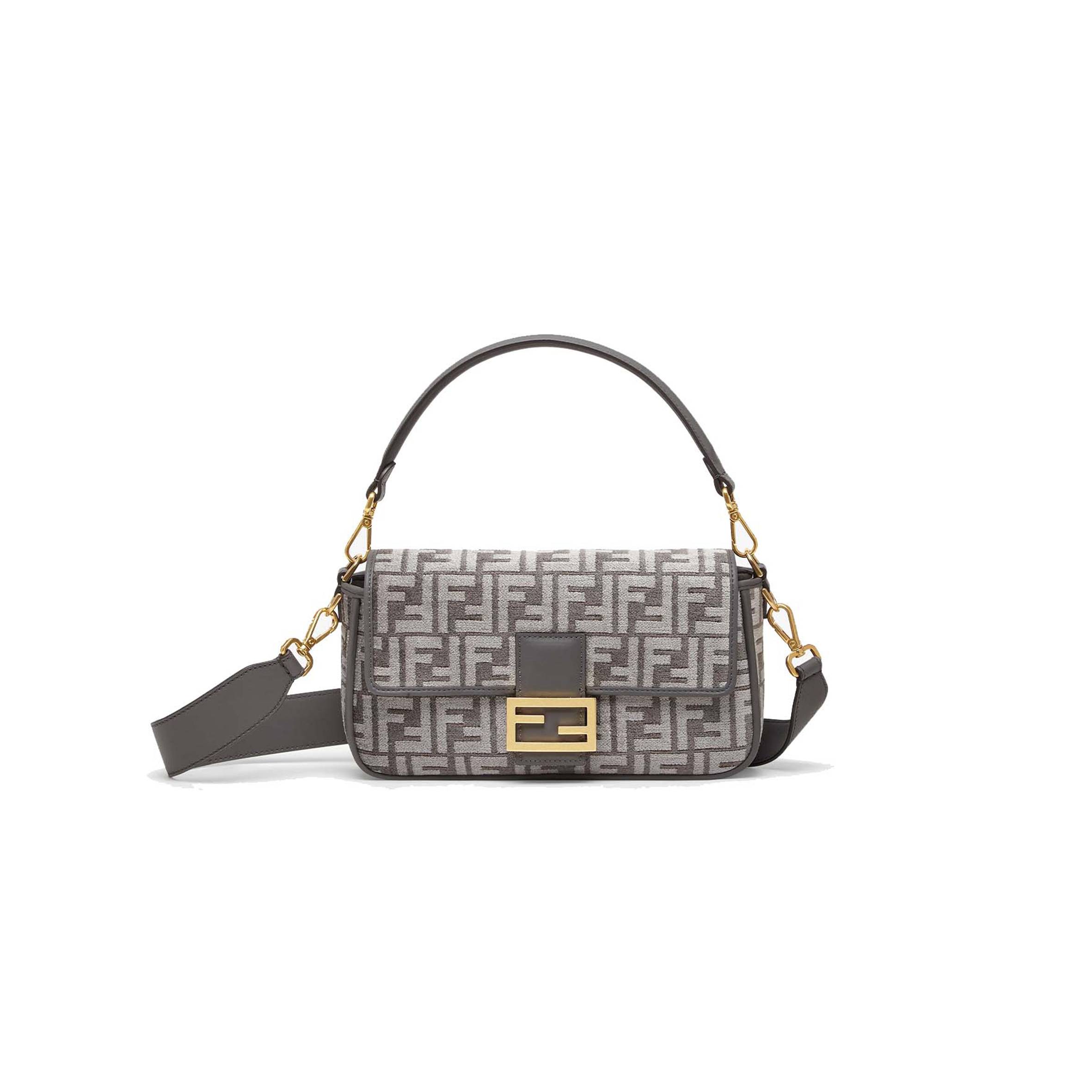 F**di baguette - dark gray ff tapestry fabric bag 8br600alunf1j41 (27*15*6cm)