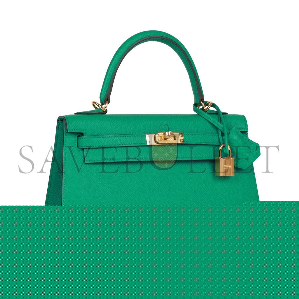 H**mes kelly sellier 25 vert jade epsom gold hardware handmade  (25*17*7cm)