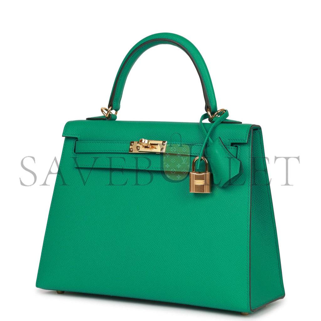 H**mes kelly sellier 25 vert jade epsom gold hardware handmade  (25*17*7cm)