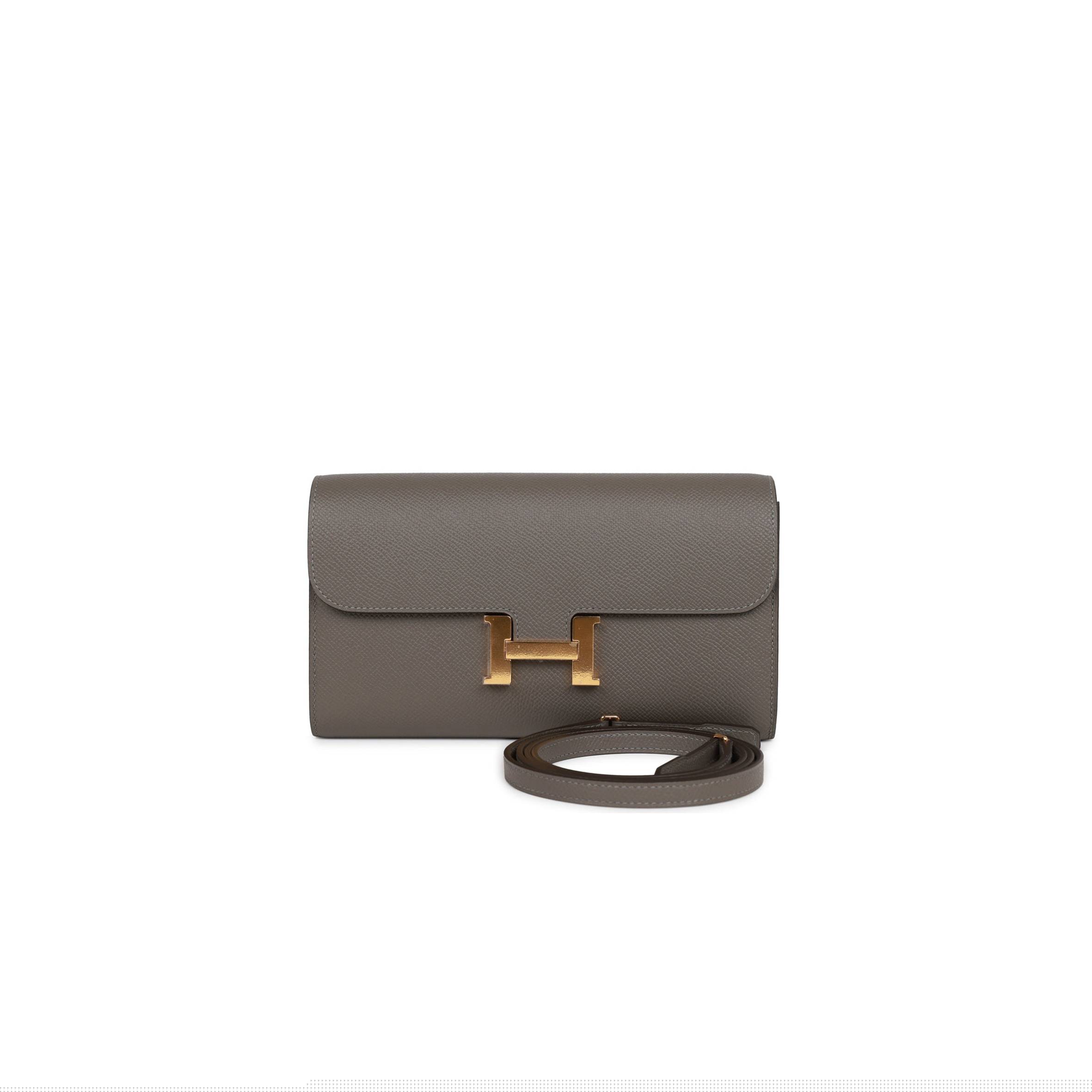 H**mes constance wallet to go gris meyer epsom gold hardware (20.5 x 13 x 2cm)