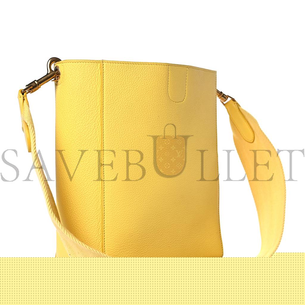 Ce**e soft grained calfskin small sangle bucket bag citron (24*18*12cm)