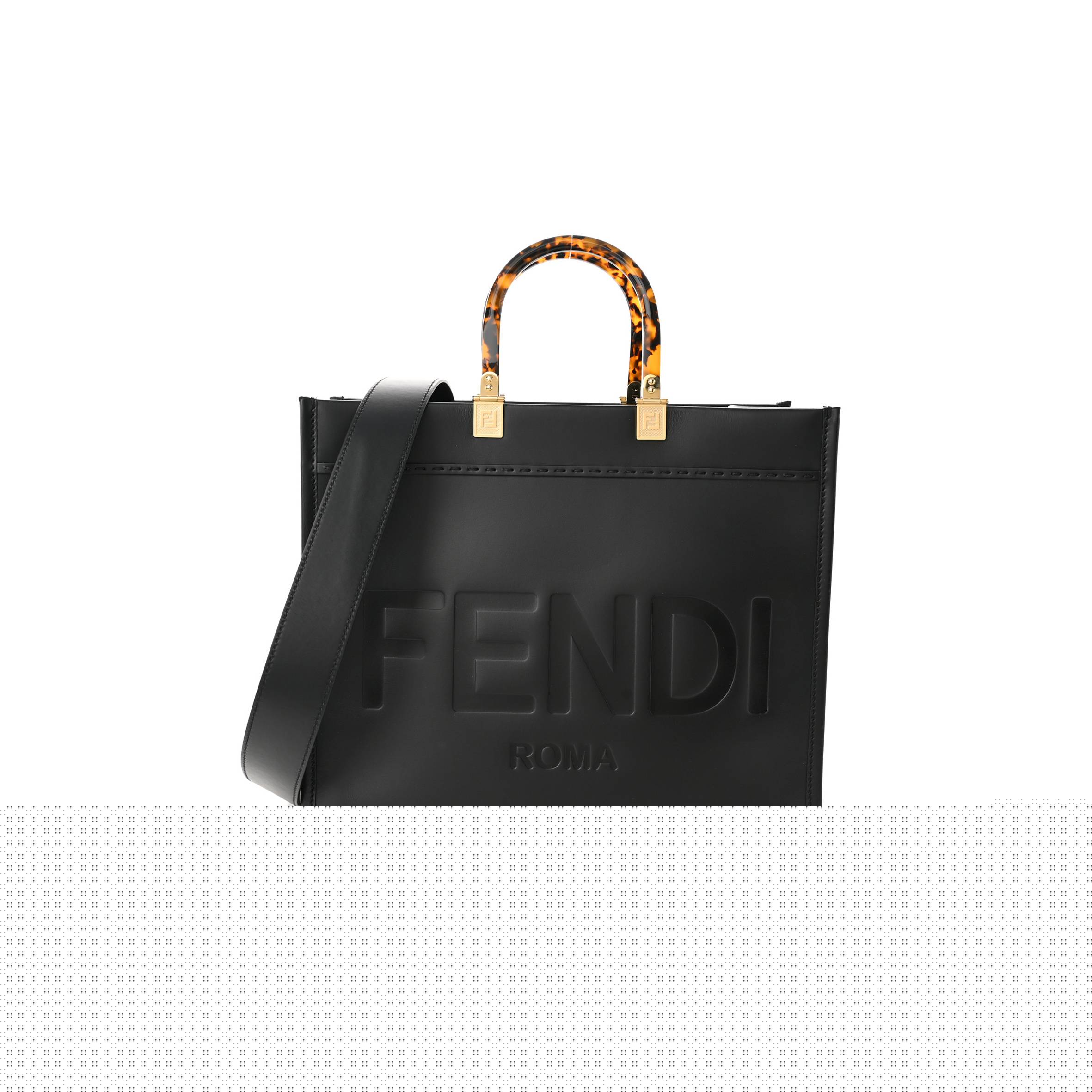 F**di vitello king plexiglass medium F**di sunshine shopper tote black (14*12*6cm)